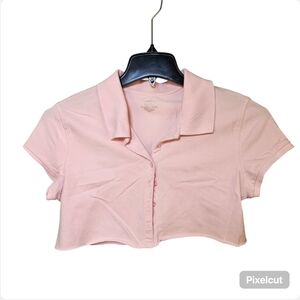 No Boundaries knit short sleeve crop top polo t-shirt children size XL US